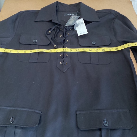 NWT Lauren Ralph Lauren Twill Lace Up Dress. Size 10 - Picture 6 of 7